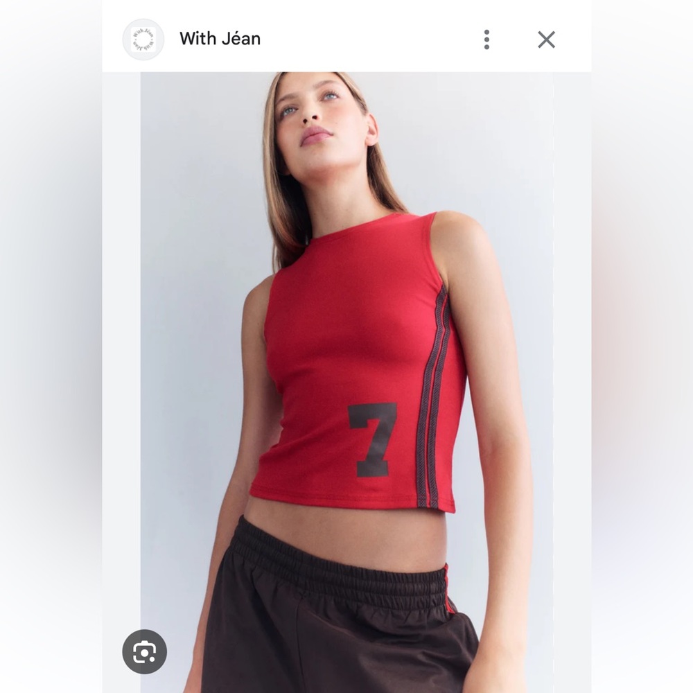 With Jean Red Straight Sevens Tank